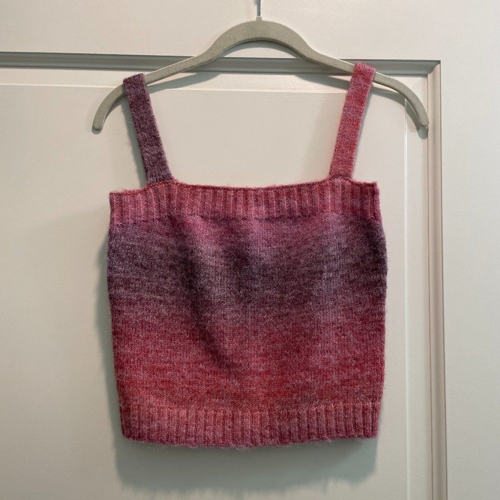 Gradient Pink/Purple Knit Tank Top, Size S